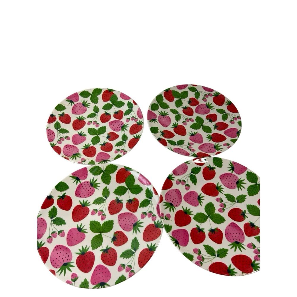 4‎ Strawberry Melamine plates Food Safe 10.5" nwot